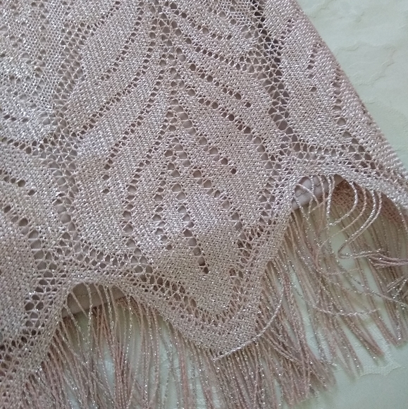 New🎀 Blouson fringe rose silver metallic lace floral sleeveless dress - Picture 2 of 10